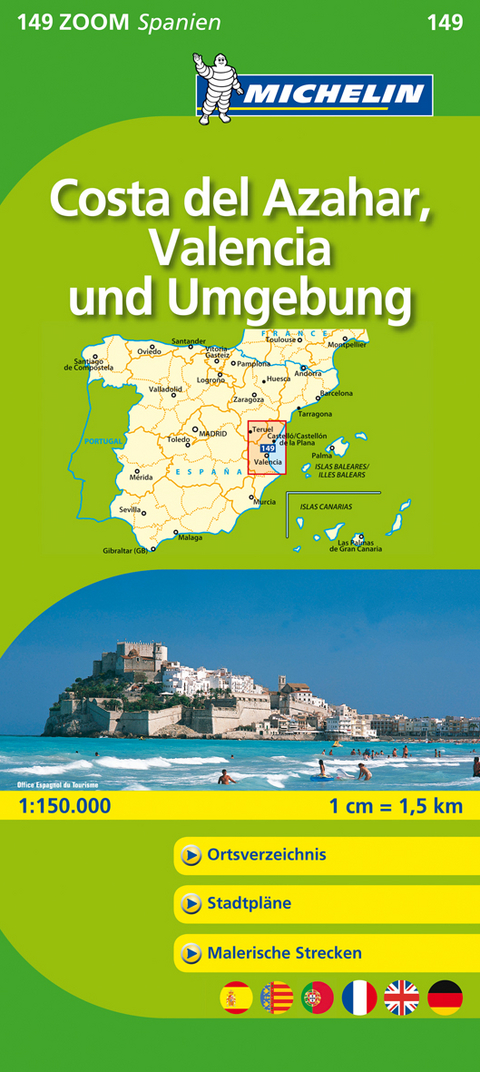 Michelin Karte Costa del Azahar, Valencia und Umgebung. Environs de Valence