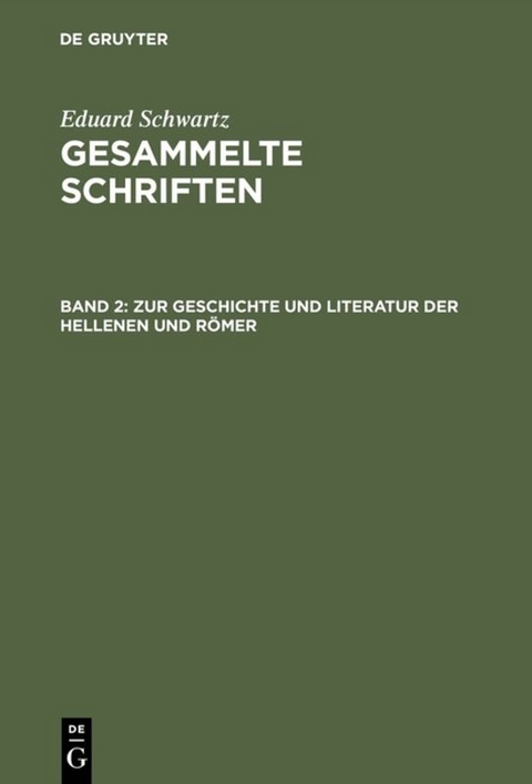 Zur Geschichte und Literatur der Hellenen und R&ouml;mer