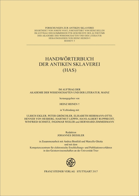 Handw&ouml;rterbuch der antiken Sklaverei (HAS) - 