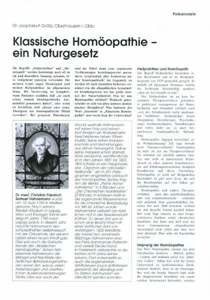 Klassische Hom&ouml;opathie - Ein Naturgesetz - Joachim F Gr&auml;tz