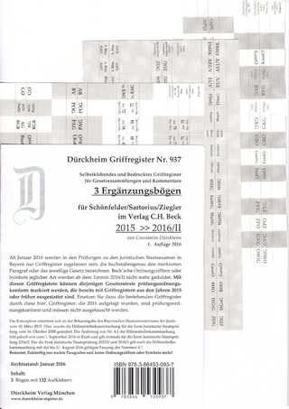 Schönfelder/Sartorius/Ziegler (3 Ergänzungsbögen 2016/II), Griffregister Nr. 937