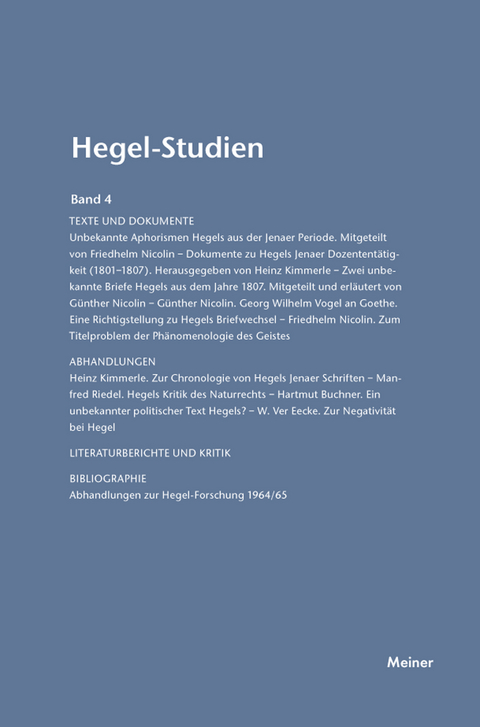 Hegel-Studien Band 4 - 