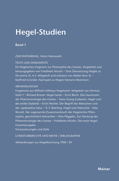 Hegel-Studien Band 1 - 