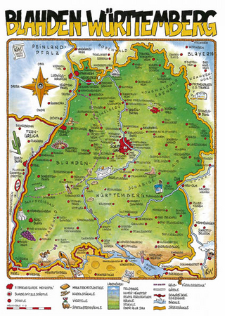 Cartoonlandkarte Baden-Württemberg