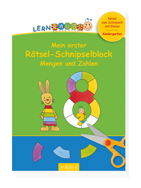 Lernraupe - Mein erster R&auml;tsel-Schnipselblock Mengen und Zahlen
