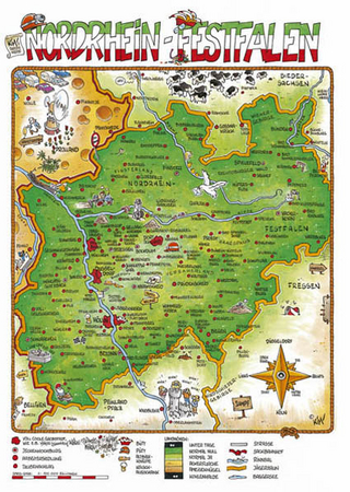 Cartoonlandkarte Nordrhein-Westfalen