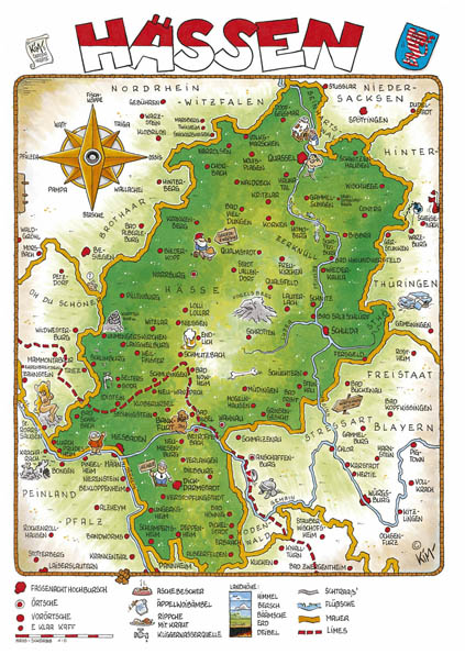 Cartoonlandkarte Hessen - Kim Schmidt