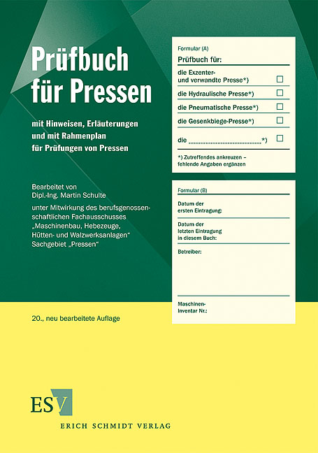 Pr&uuml;fbuch f&uuml;r Pressen - Martin Schulte