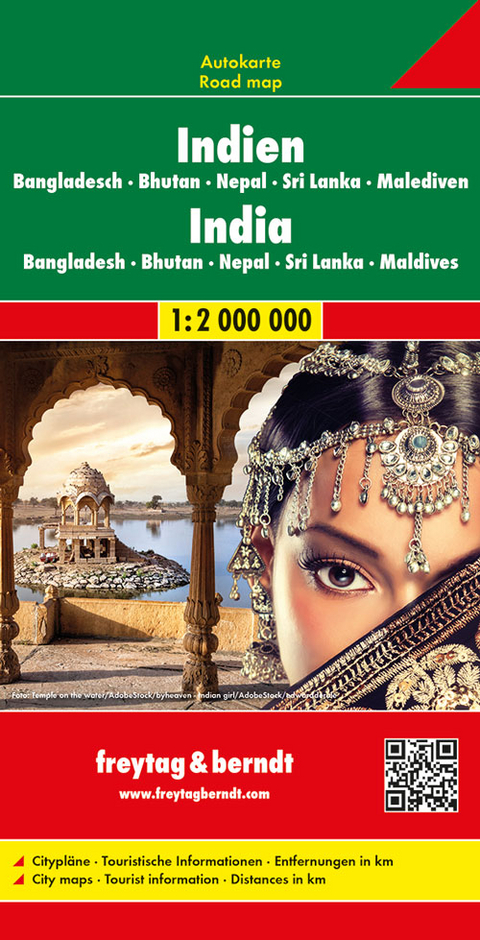 Indien - Bangladesch • Bhutan • Nepal Sri Lanka • Malediven, Autokarte 1:2.000.000 - 
