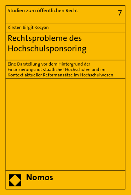 Rechtsprobleme des Hochschulsponsoring - Kirsten Birgit Kocyan