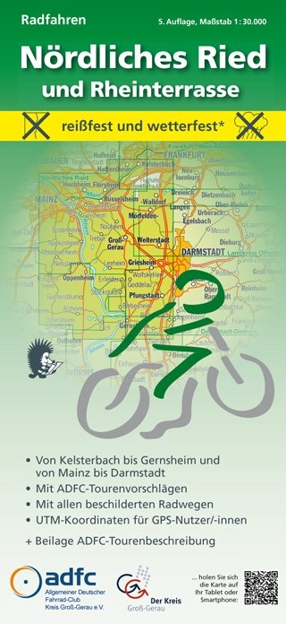 Radwanderkarte - Radfahren - N&ouml;rdliches Ried und Rheinterrasse - Michael Messer