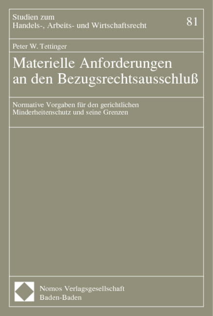 Materielle Anforderungen an den Bezugsrechtsausschlu&szlig;