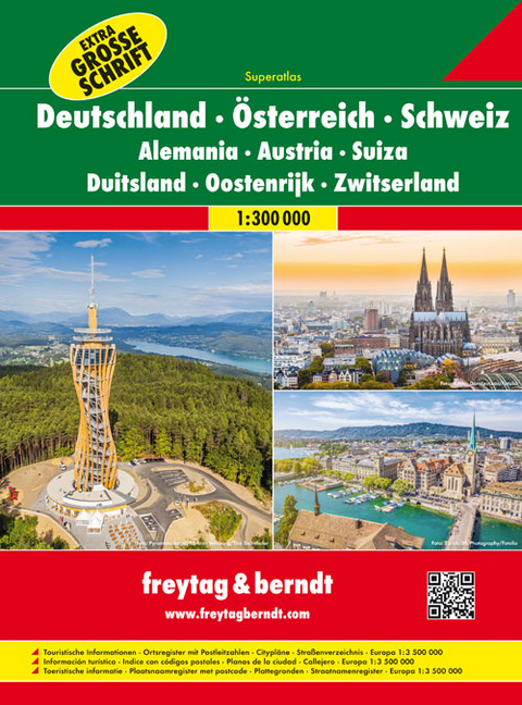 Deutschland - &Ouml;sterreich - Schweiz, Autoatlas 1:300.000 - 