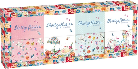 Blattgefl&uuml;ster Patchwork Design Mini Magnetnotizbl&ouml;cke