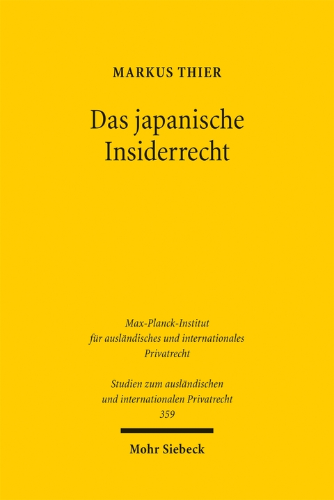 Das japanische Insiderrecht - Markus Thier