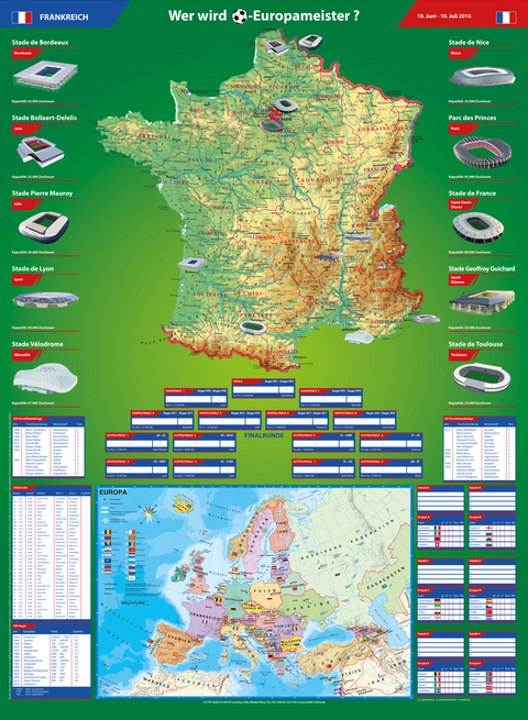 Fu&szlig;ballposter 2016 "Wer wird Europameister?", Plano - Heinrich Stiefel