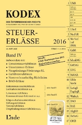KODEX Steuer-Erlässe 2016, Band IV - Andrei Bodis