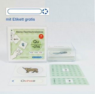 Meine Rechtschreibdose 7 Qu/-ch-Wörter - Jetzt neu mit Etikett zum Beschriften