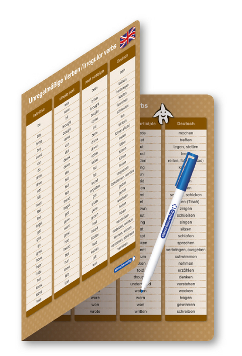 Unregelm&auml;&szlig;ige Verben / irregular Verbs - Zeitformen - 1 Doppelfeld mit Stift - Katrin Langhans