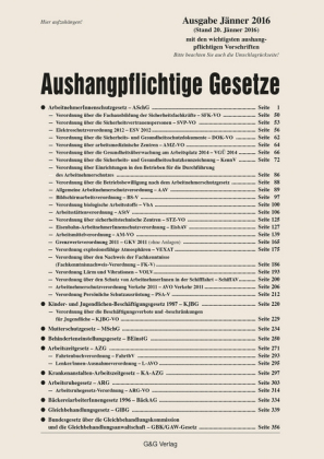 Aushangpflichtige Gesetze, Ausgabe Jänner 2016 - Helmut Scheuch