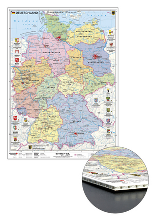 Deutschland politisch mit Wappen zum Pinnen auf Wabenplatte