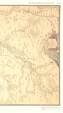 Plan der Wasserflüsse um Leipzig