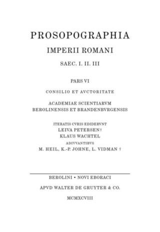 Prosopographia Imperii Romani Saec I, II, III / (P)