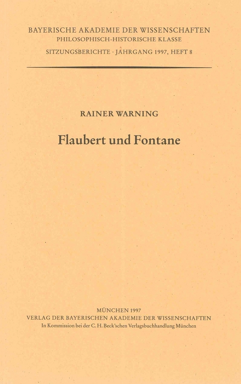 Werke des Verlags der Bayerischen Akademie der Wissenschaften bei... / Flaubert und Fontane