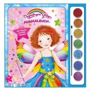 Regenbogen Glitzer-Ausmalbuch mit Tuschkasten 