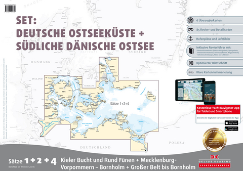 Sportbootkarten Satz 1, 2 und 4 &ndash; Set: Deutsche Ostsee und S&uuml;dliche d&auml;nische Ostsee (Ausgabe 2016)