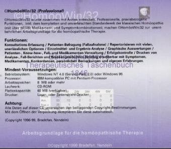 Hom&ouml;oWin/32 (Professional) - B&ouml;nninghausen's therapeutisches Taschenbuch 1846 - Clemens von B&ouml;nninghausen