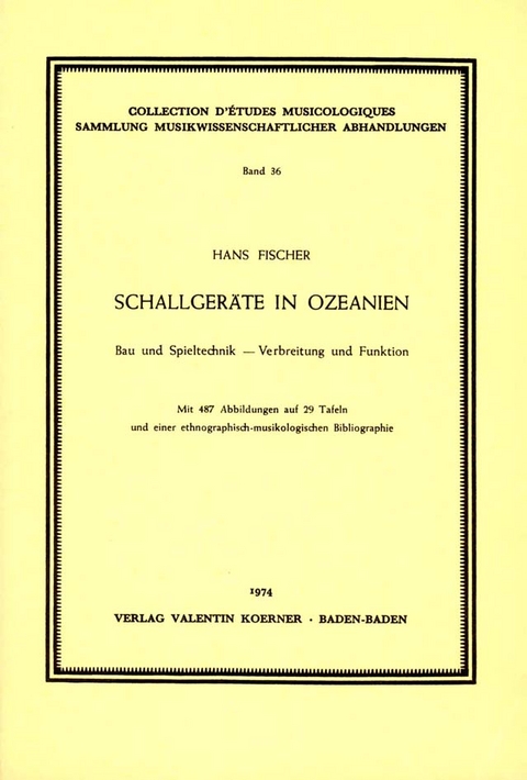 Schallger&auml;te in Ozeanien - Hans Fischer