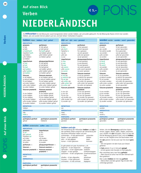 PONS Verben auf einen Blick Niederl&auml;ndisch