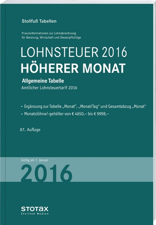 Tabelle, Lohnsteuer 2016 Höherer Monat