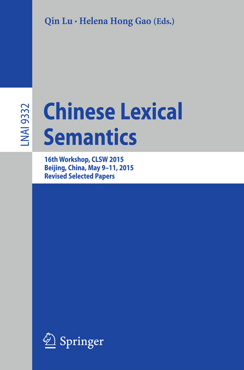Chinese Lexical Semantics - 