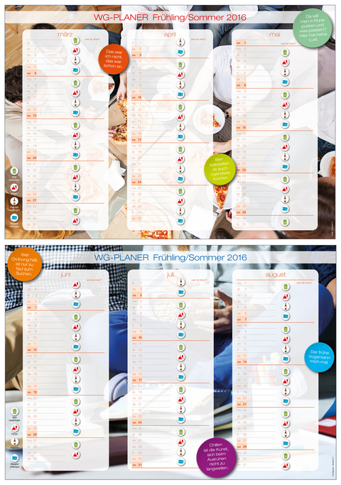WG-Planer - A2-Poster Fr&uuml;hling/Sommer 2016 - Ohne Autor