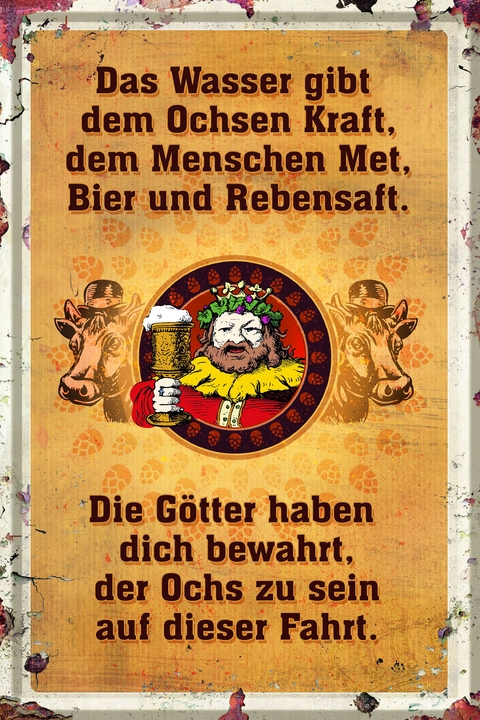 Blechschild "Ochs und Mensch"