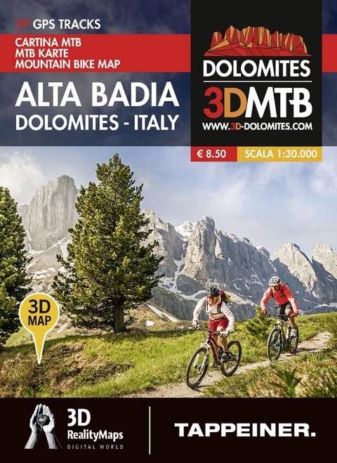 Mountainbike-Karte Alta Badia - Dolomiten Italien. Cartina Mountainbike Alta Badia - Dolomiti Italia