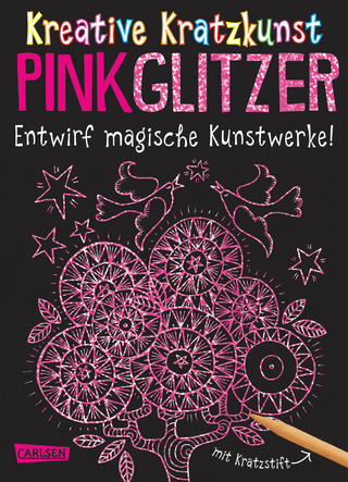 Kratzbilder für Kinder: Kreative Kratzkunst: Pink Glitzer: Set mit 10 Kratzbildern, Anleitungsbuch und Holzstift