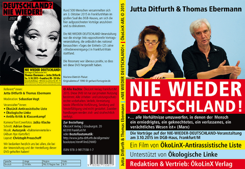 NIE WIEDER DEUTSCHLAND! - Jutta Ditfurth, Thomas Ebermann