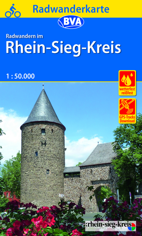 Radwanderkarte BVA Radwandern im Rhein-Sieg-Kreis 1:50.000, rei&szlig;- und wetterfest, GPS-Tracks Download