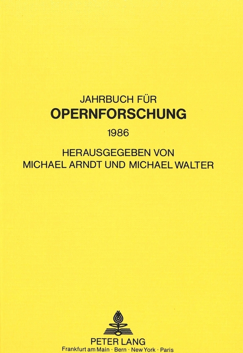 Jahrbuch f&uuml;r Opernforschung - 