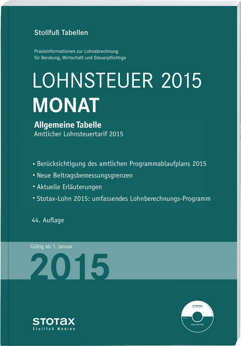 Tabelle, Lohnsteuer 2015 Monat - Sonderausgabe Dezember