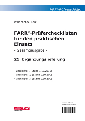 FARR Pr&uuml;ferchecklisten f&uuml;r den praktischen Einsatz - Wolf-Michael Farr
