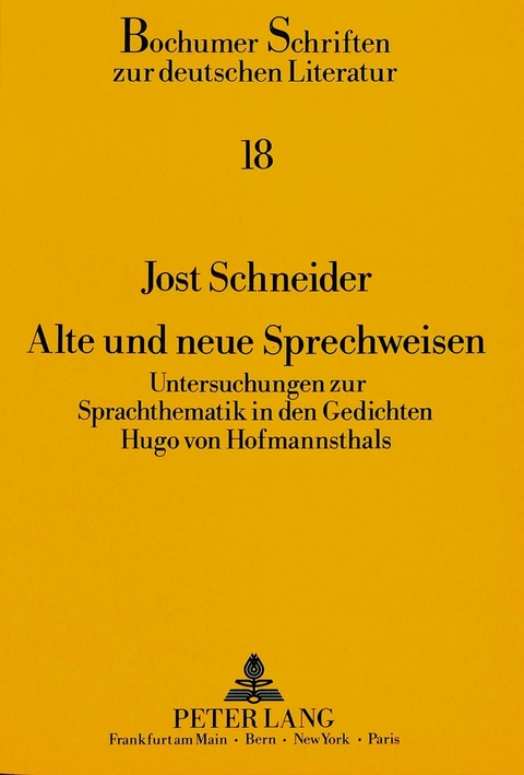Alte und neue Sprechweisen - Jost Schneider