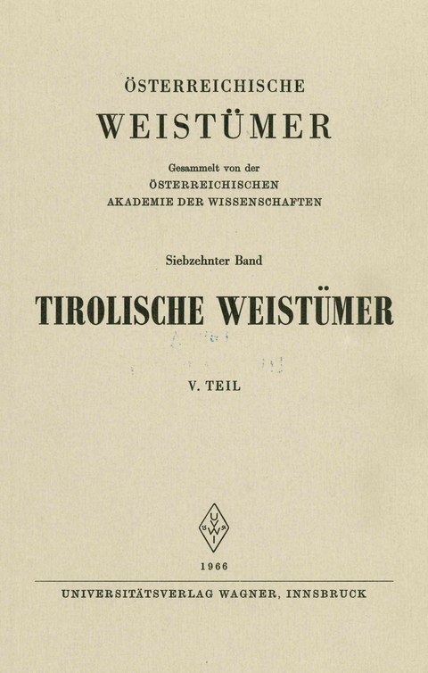 Tirolische Weist&uuml;mer, V. Teil (Unterinntal) - 