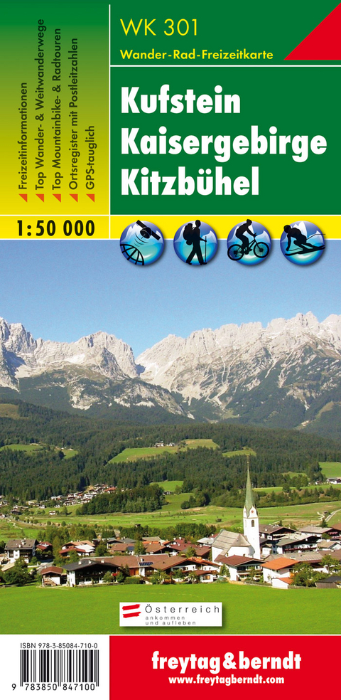 WK 301 Kufstein - Kaisergebirge - Kitzb&uuml;hel, Wanderkarte 1:50.000 - 