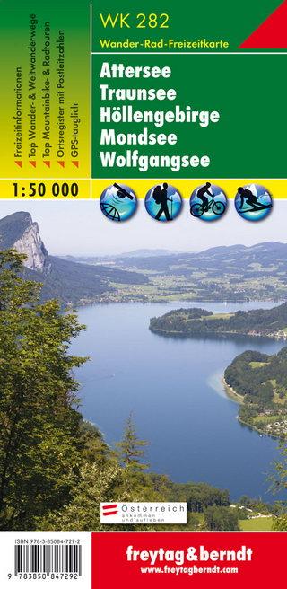 WK 282 Attersee - Traunsee - Höllengebirge - Mondsee - Wolfgangsee, Wanderkarte 1:50.000