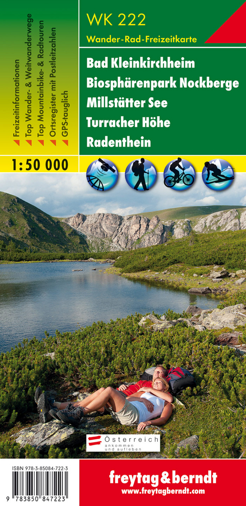 WK 222 Bad Kleinkirchheim - Biosph&auml;renpark Nockberge - Millst&auml;tter See - Turracher H&ouml;he - Radenthein, Wanderkarte 1:50.000 - 