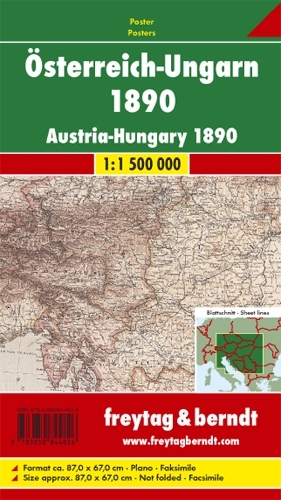&Ouml;sterreich-Ungarn 1890, Historische Karte, Poster 1:1,5 Mio.